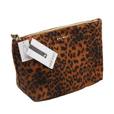 Nine West -LEOPARD FAUX SUEDE TOP ZIP COSMETIC BAG